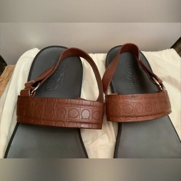 NOT FOR SALE RIGHT NOW Ferragamo Men’s Brown Leather Gancini Sandals​​ - Picture 3 of 14